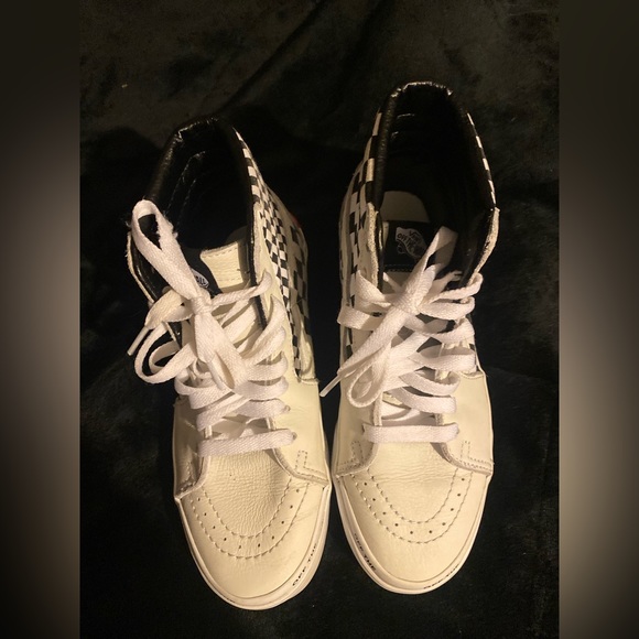 Vans Sk8-Hi Off the Blank Leather Checkerboard Giant Heel Tab size 6 - Picture 2 of 7